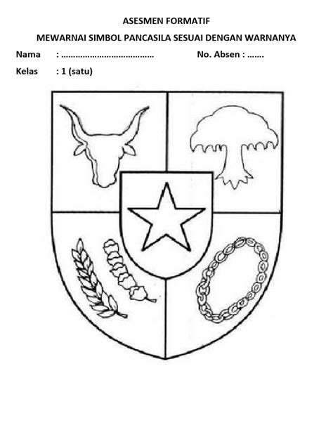 ASESMEN FORMATIF MEWARNAI SIMBOL SILA PANCASILA | PDF