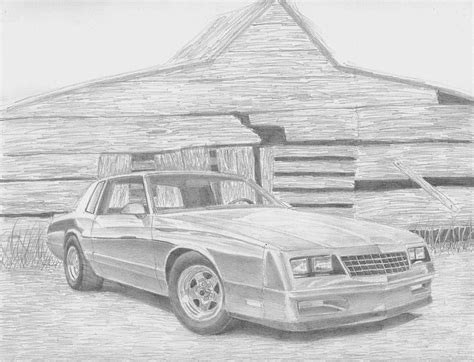 1987 Chevrolet Monte Carlo SS CLASSIC CAR ART PRINT Drawing by Stephen Rooks - Fine Art America