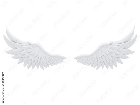 white angel wings isolated on a white background 3d rendering Stock ...