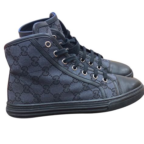 Gucci Hi top monogram trainers Black Cloth ref.87369 - Joli Closet