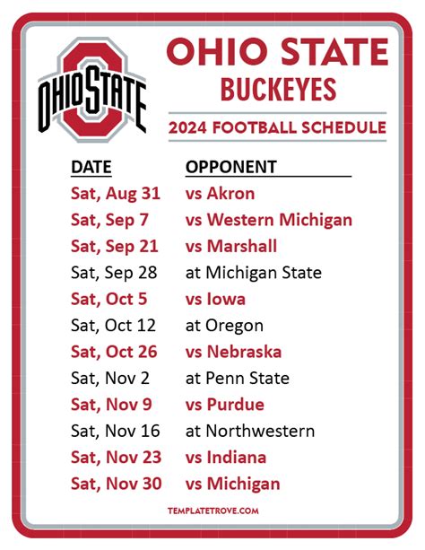 Ohio State Buckeyes 2024 Football Schedule - Maddy Roselia