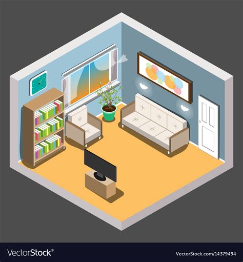 Isometric living room Royalty Free Vector Image