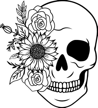 Skull with flowers clipart image, halloween tshirt design - free svg ...