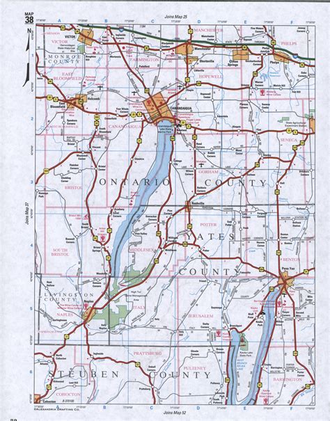 Map of Ontario County, New York state. Detailed image map of Ontario