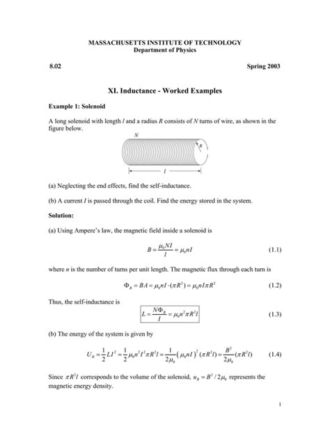 XI. Inductance - Worked Examples