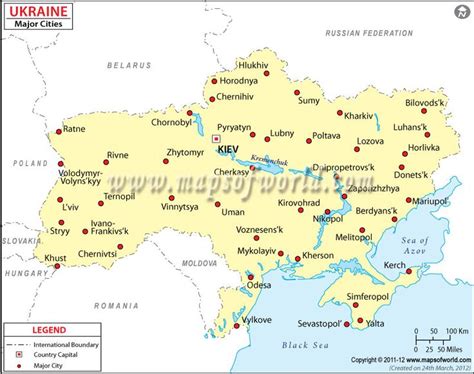 Map of Major Cities in Ukraine