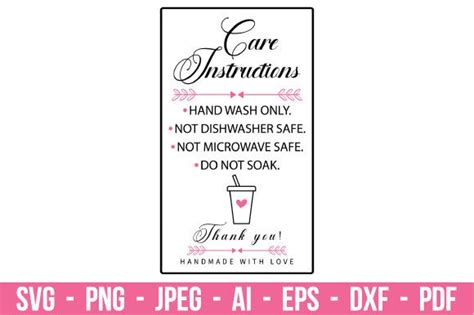 Tumbler Care Card Instructions Svg Graphic by SVGDesignRocket ...