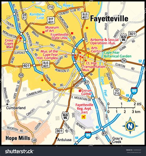 Fayetteville North Carolina Area Map Stock Vector (Royalty Free ...