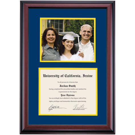 OCM Diploma and Photo Frame for UC Irvine UCI, Navy/Yellow Mat, 8-1/2 ...