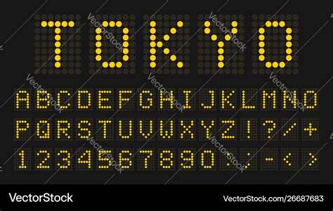 Led digital font letters and numbers english Vector Image