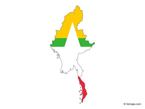 Flag Map of Myanmar | Free Vector Maps | Map vector, Map, Myanmar flag