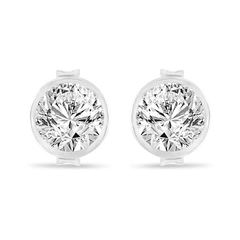 Platinum Diamond Stud Earrings, Bezel Set Earrings, 0.70 Carat Certified Unique Handmade