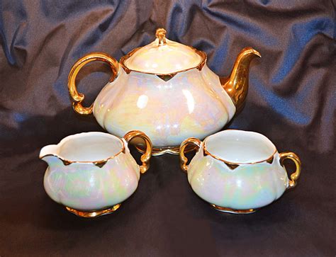 Vintage Ellgreave Pottery Co., Burslem England, Iridescent Tea Set ...