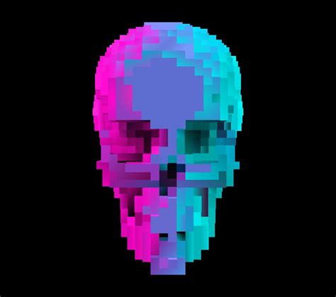 Vector futuristic 3D pixel skull, retro video game style symbol 2384784 Vector Art at Vecteezy