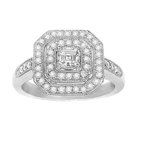 Asscher Cut Diamond Halo Ring - Temelli Jewellery