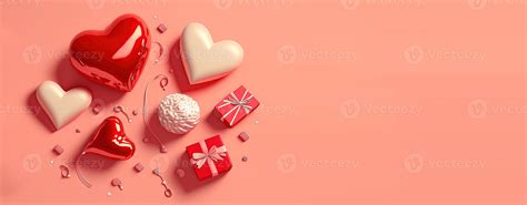 Valentine's Day banner with a sparkling red 3D heart 17340558 Stock ...