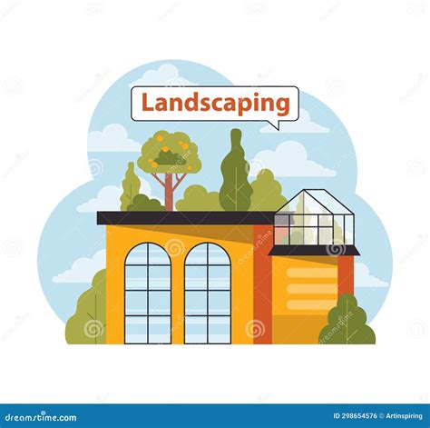 Modern Urban Rooftop Garden. Flat Vector Illustration Stock Illustration - Illustration of urban ...