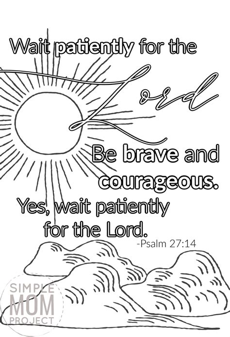 Free Printable Psalm 27:14 Bible Verse Coloring Page