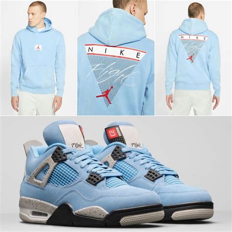 Air Jordan 4 UNC University Blue Shirts Hats Outfit Match