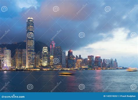 Night View of Victoria Harbour in Hong Kong. Asia Stock Photo - Image ...