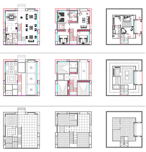 Modern villa plans DWG