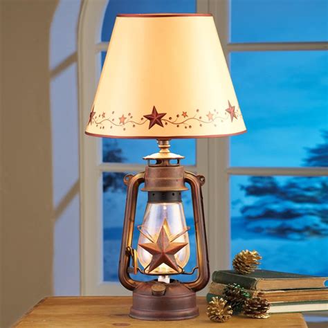 Rustic Country Star & Berry Lantern Table Lantern Old-Fashioned Lamp 22'H | Rustic table lamps ...