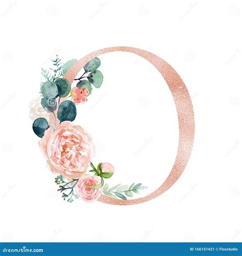 Floral Alphabet - Blush / Peach Color Letter O with Flowers Bouquet Composition Stock ...