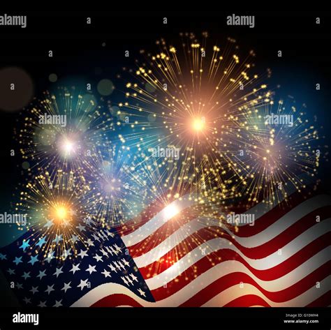 United States flag. Fireworks background for USA Independence Day ...