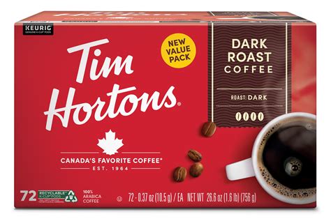 Tim Hortons Dark Roast K-Cup Coffee Pods 72 Count for Keurig Brewers ...