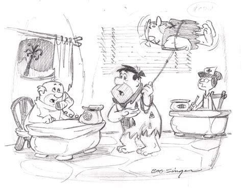 The FLINTSTONES Fred Barney Pencil Scene Drawing Signed by Bob Singer Nothing but the Tooth - Etsy