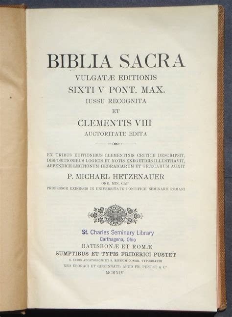 Clementine Latin Vulgate Bible 1914 - Hetzenauer editore - public domain