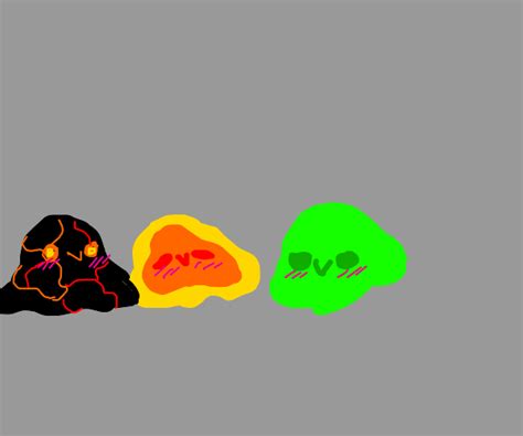 Magma Cube, Slime And Honey Slime Hanging Out - Drawception