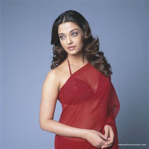 Film Actress Photos: Aishwarya Rai Hot Navel in Red Transparent Saree