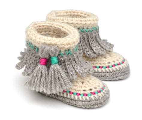 CROCHET PATTERN Baby Moccasins With Tassel Fringe Instructions - Etsy