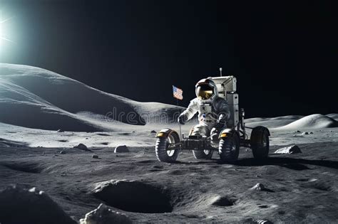 An Astronaut on a Lunar Rover on the Surface of the Moon. Generative AI ...