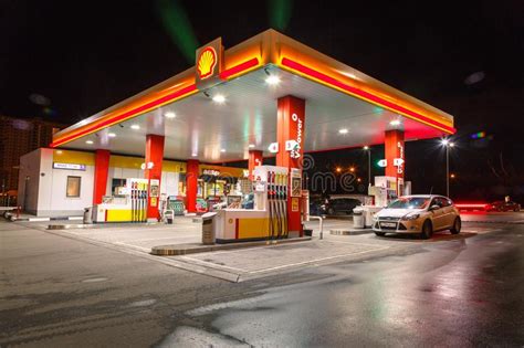 Petrol Gas Station with Night Lights Editorial Stock Photo - Image of expensive, industry: 120415998