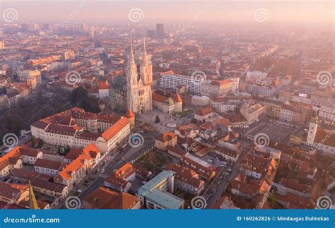 Zagreb Old Town and Cityscape with Zagreb Cathedral in Background. Croatia Stock Photo - Image ...