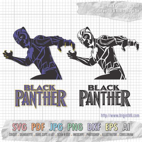 Black Panther Set #1 Black Panther Action SVG Cutting Vector File ...