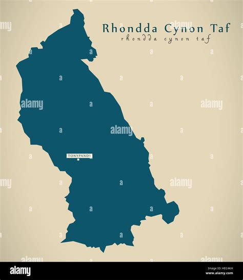 Modern Map - Rhondda Cynon Taf Wales UK illustration Stock Photo - Alamy