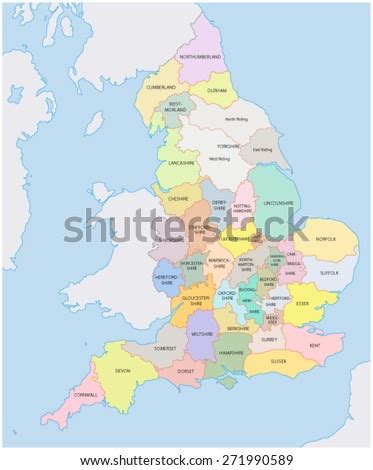 Historic Counties England Map Stock Vector (Royalty Free) 271990589 - Shutterstock