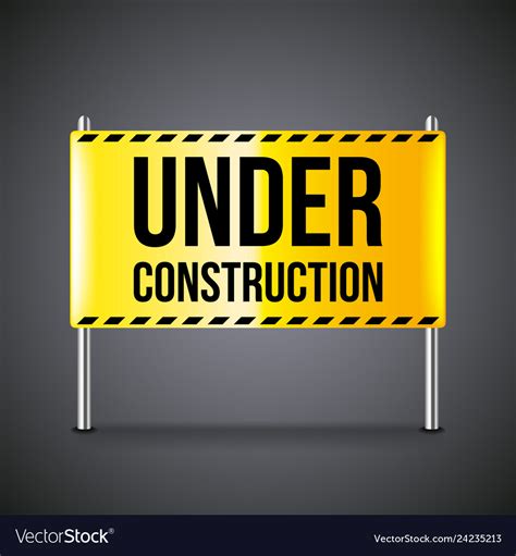 Under construction banner on dark background Vector Image