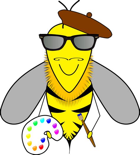 Clipart - Hipster bee artist