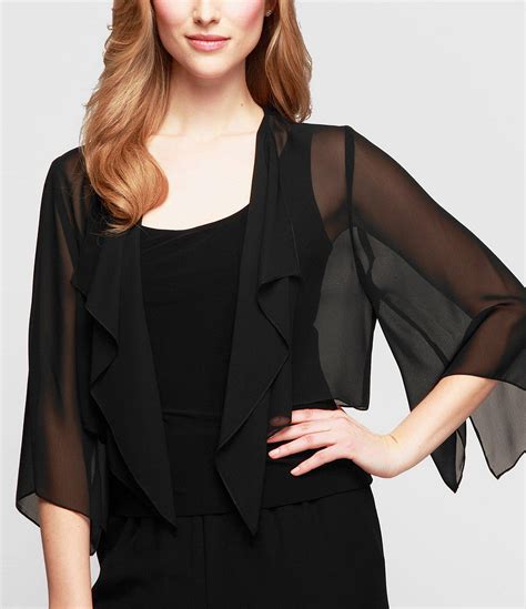 Alex Evenings Chiffon Split-sleeve Bolero Jacket in Black - Lyst