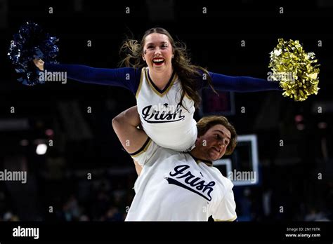 Notre Dame cheerleaders perform during the second half of an NCAA ...