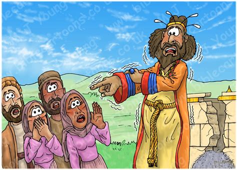 1 Kings 13 - Prophet and lion - Scene 02 - King’s hand paralysed | Bible Cartoons