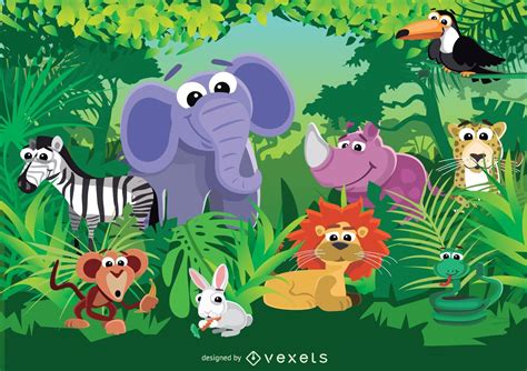 Jungle Scene With Animals