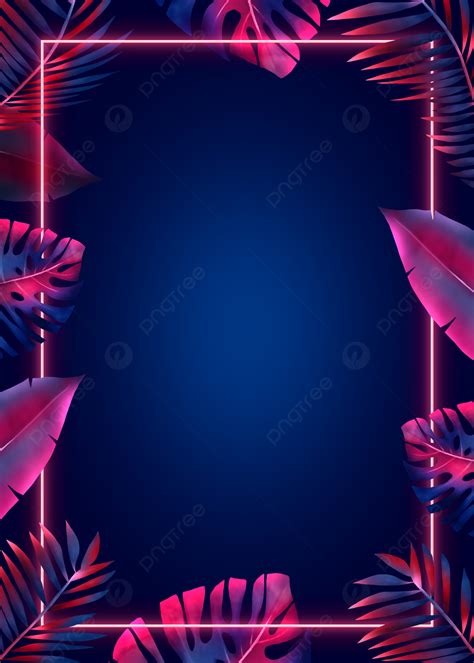 Neon Light Effect Tropical Plant Leaves Modern Background Wallpaper Image For Free Download ...
