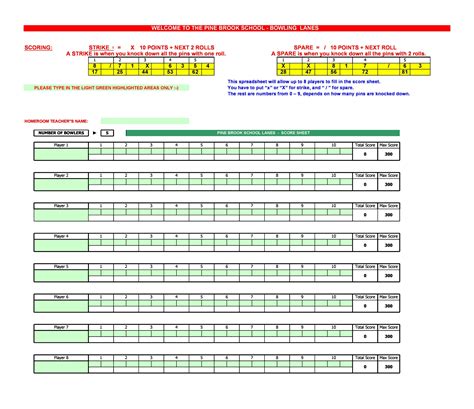 Bowling Score Sheet Printable