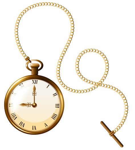 Gold Pocket Watch Clock PNG Clip Art - Best WEB Clipart