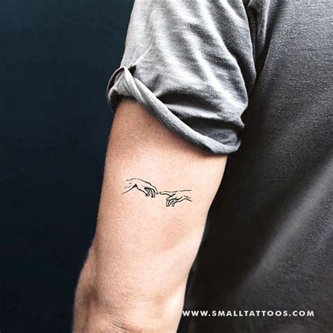 Minimalist Creation of Adam Hands Temporary Tattoo (Set of 3) – Small Tattoos